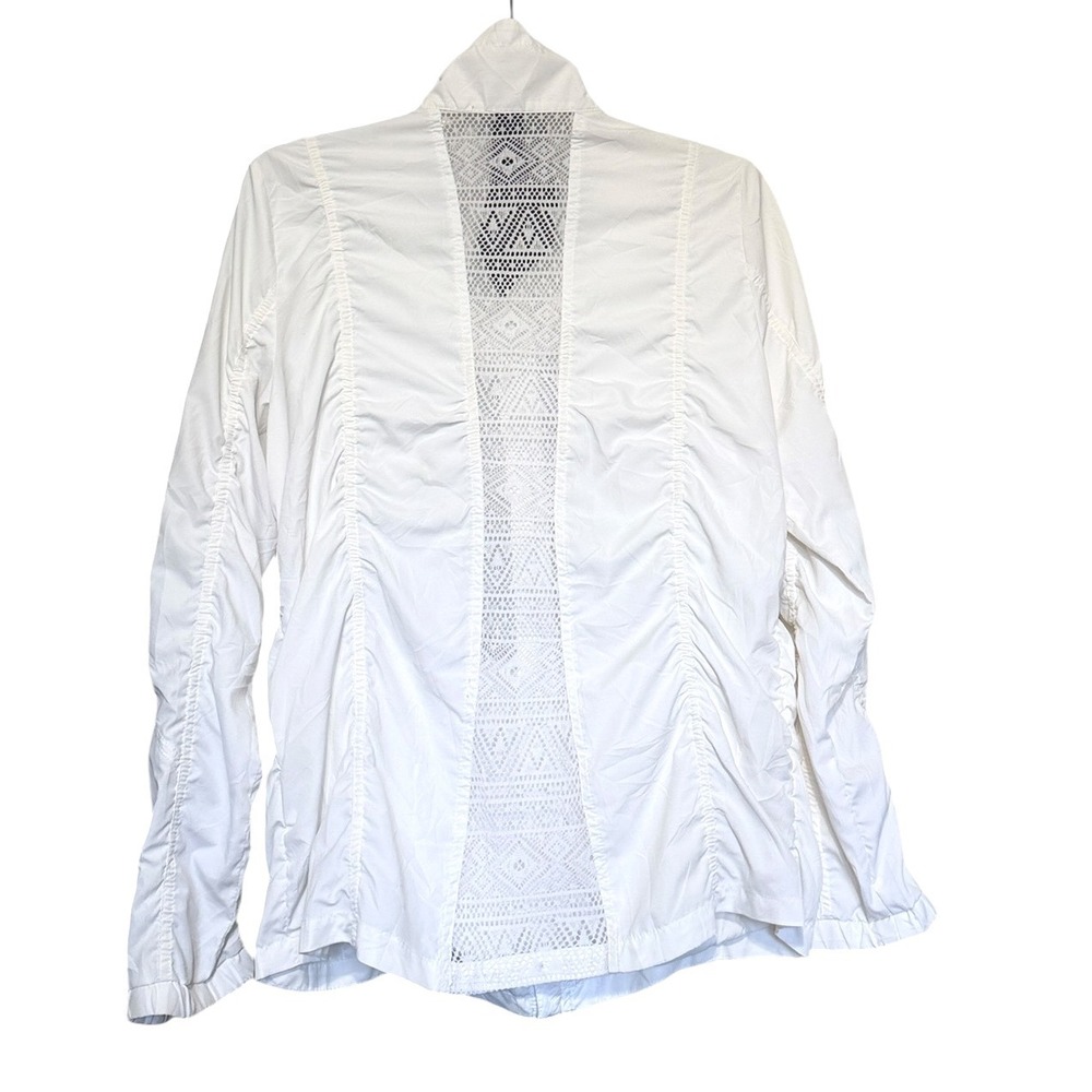 MPG‎ Sport Womens White Ruched Mesh Back Windbreaker Full Zip Golf Jacket Large - Picture 2 of 10